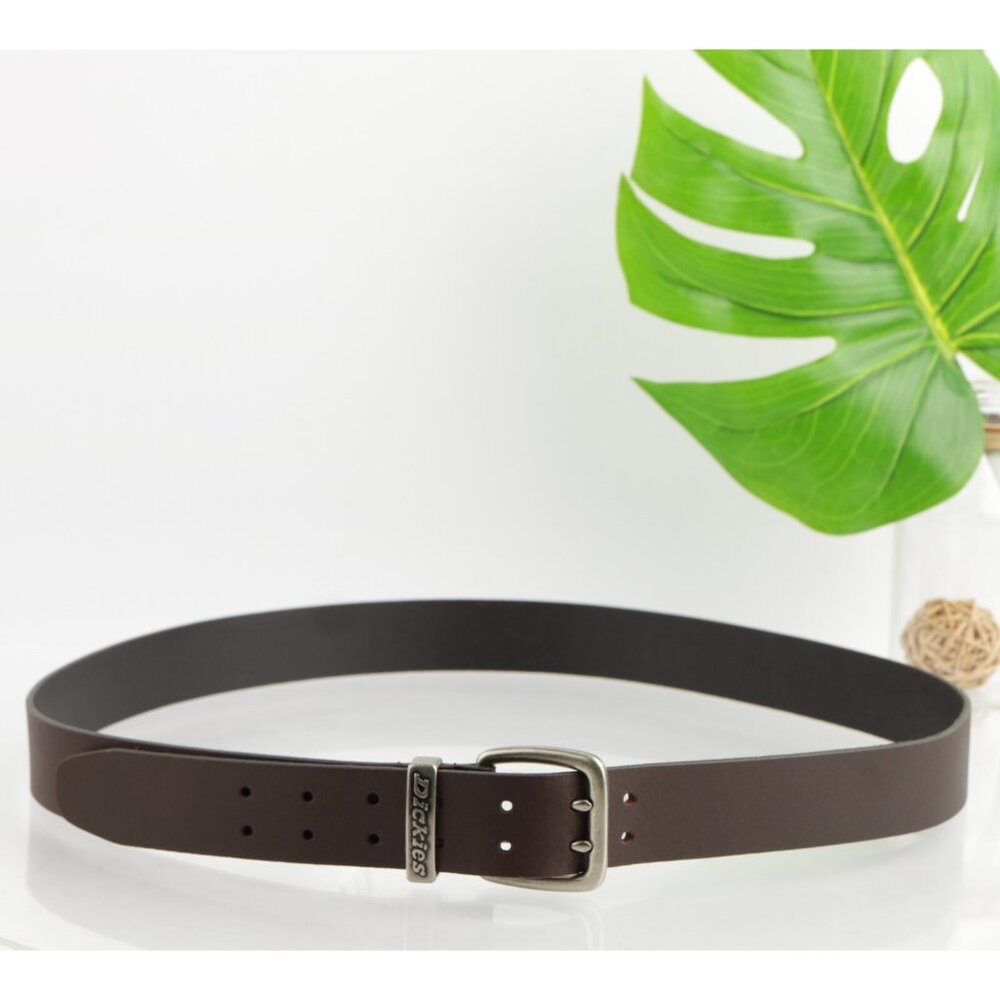 Dickies Men Belt Size 2X Extra Extra Large 48" Brown Leather Double Prong Buckle